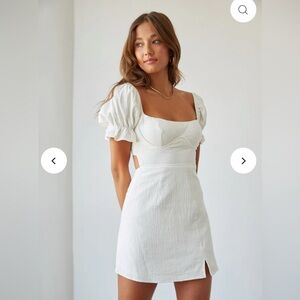 Drew Puff Sleeve Corset Linen Dress